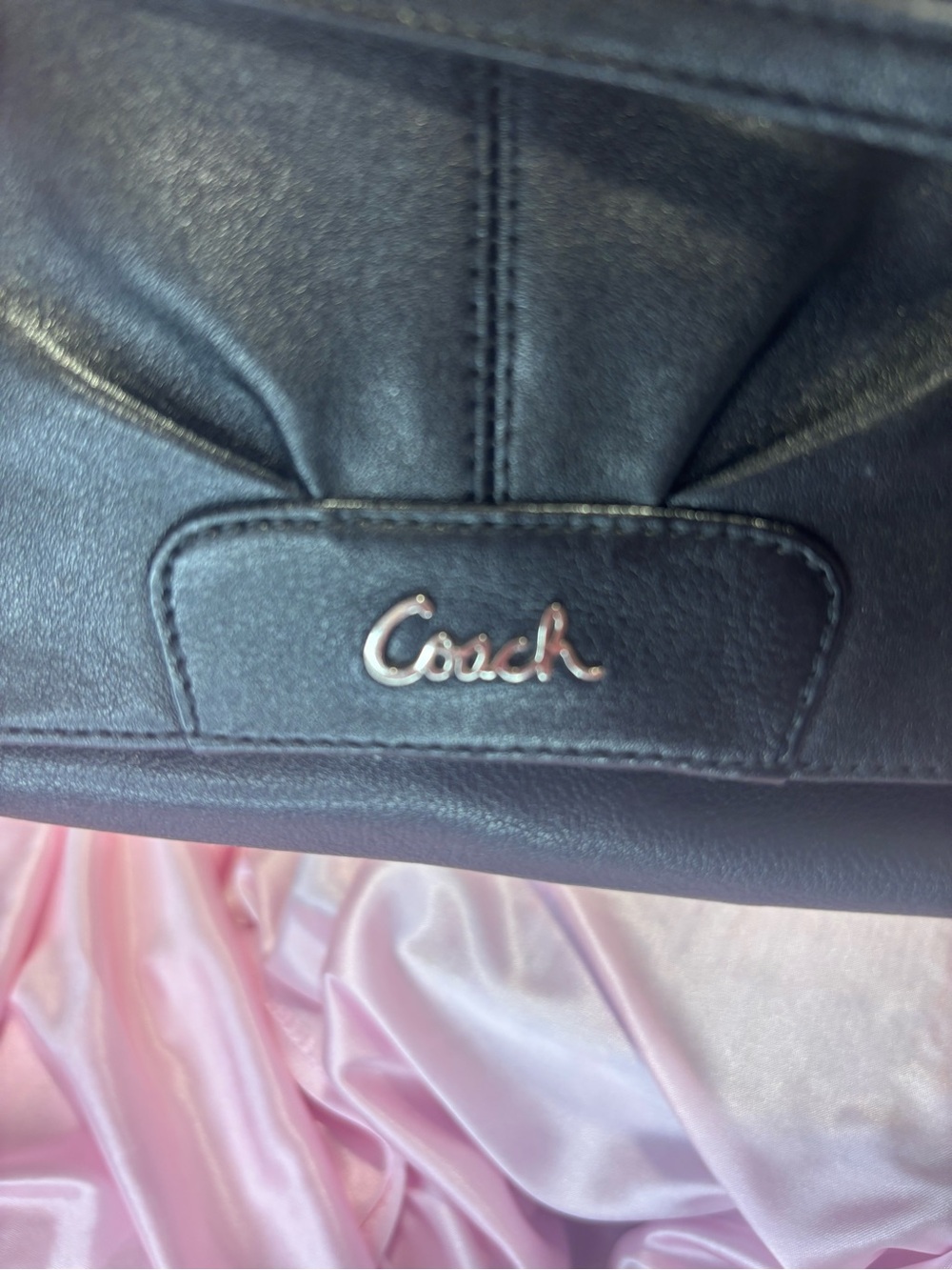 Coach Black Leather Mini Baguette Shoulder Bag with Silver Logo - Picture 3 of 7